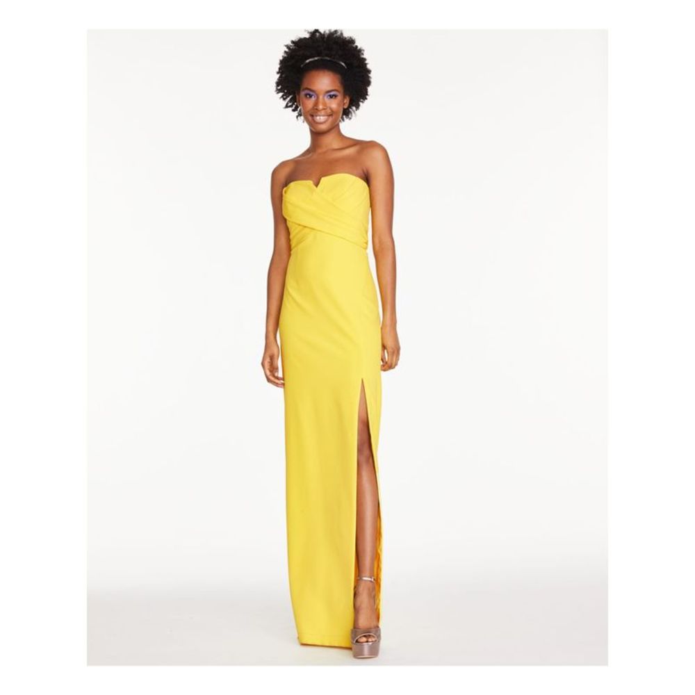 AIDAN MATTOX Womens Yellow Sweetheart Neckline Full-Length Formal Sheath Dress 6